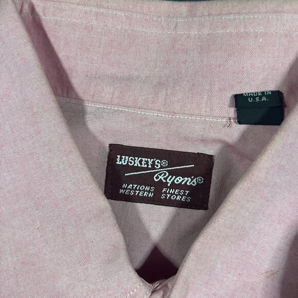 Luskey's Ryon's VTG Pink Western Shirt Mens Large Cowboy Rodeo Distressed 70s - Picture 2 of 11